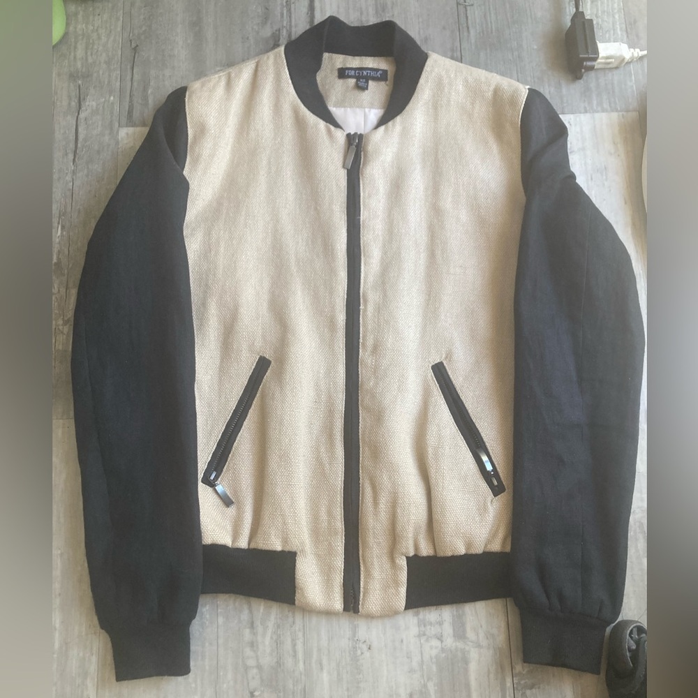 cream and black bomber